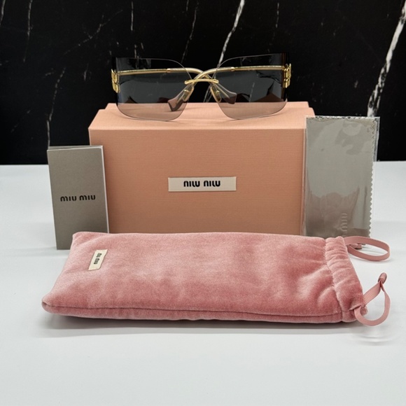 NEW MIU MIU MU54YS 5AK30B WOMEN SUNGLASSES MU 54YS 5AK30B GOLD GREY EYEWEAR main image 9